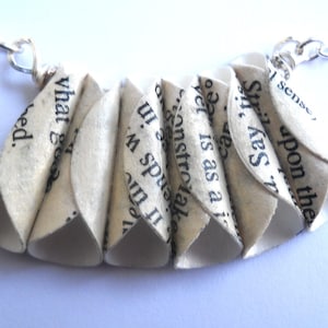 Shakespeare fan necklace. Classic literature book jewelry. Unique upcycled book page jewelry from classic novels. Gifts for readers, teacher