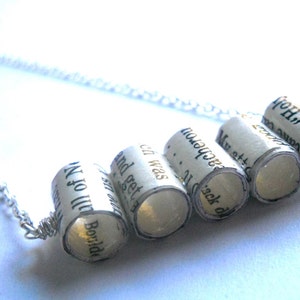 Bookworm Necklace made from old books. Gift for book lovers. English teacher gift. Handmade literary gift. Unique book lover gift idea