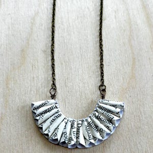 Pride and Prejudice Book Page Necklace: Fan Style Bronze Chain