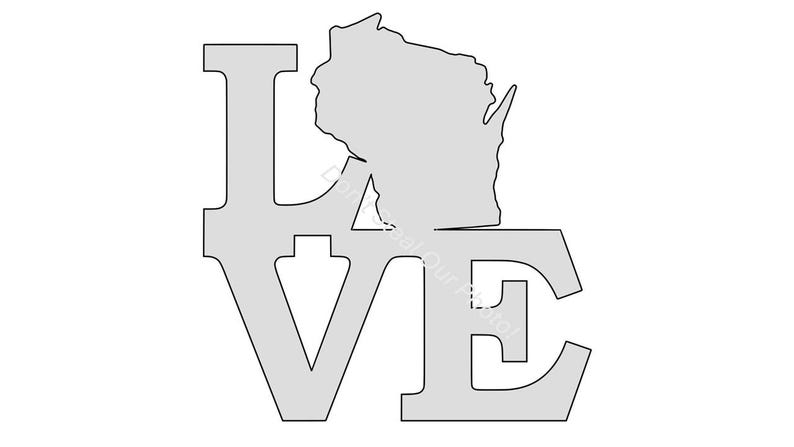 Wisconsin Love State Outline SVG Files: Vector Cut Files (digital ...