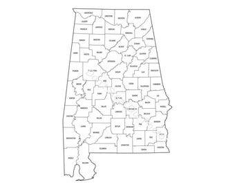 Esquema del mapa del condado de Alabama