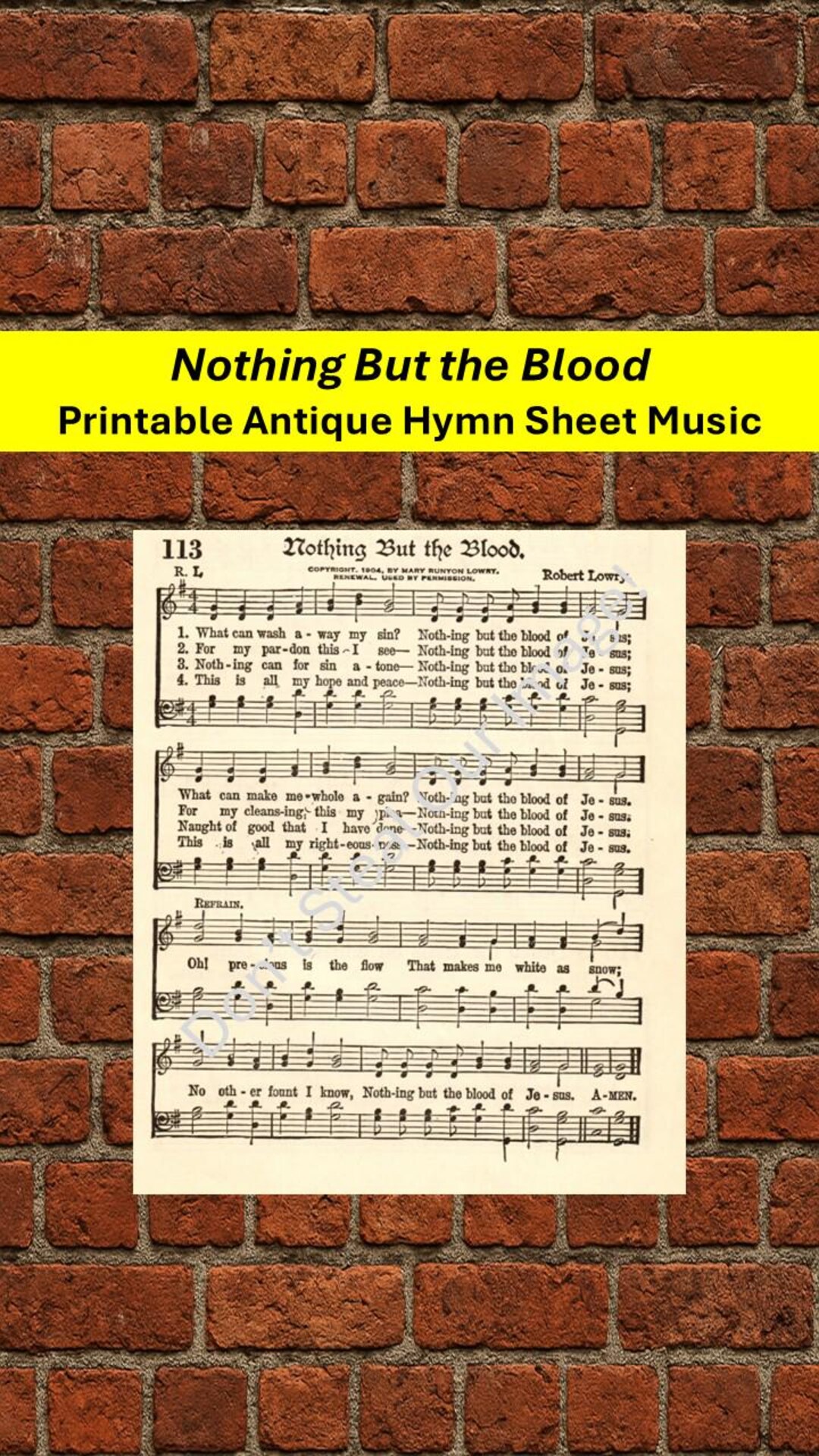 Printable Nothing Note Nothing but the Blood Printable Antique Hymn Sheet Music - Etsy