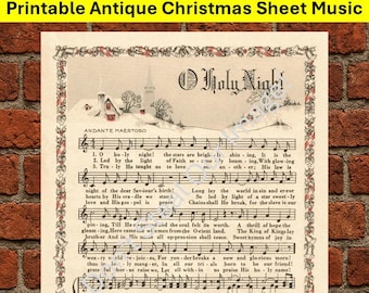 O Holy Night Printable Antique Christmas Hymn Sheet Music
