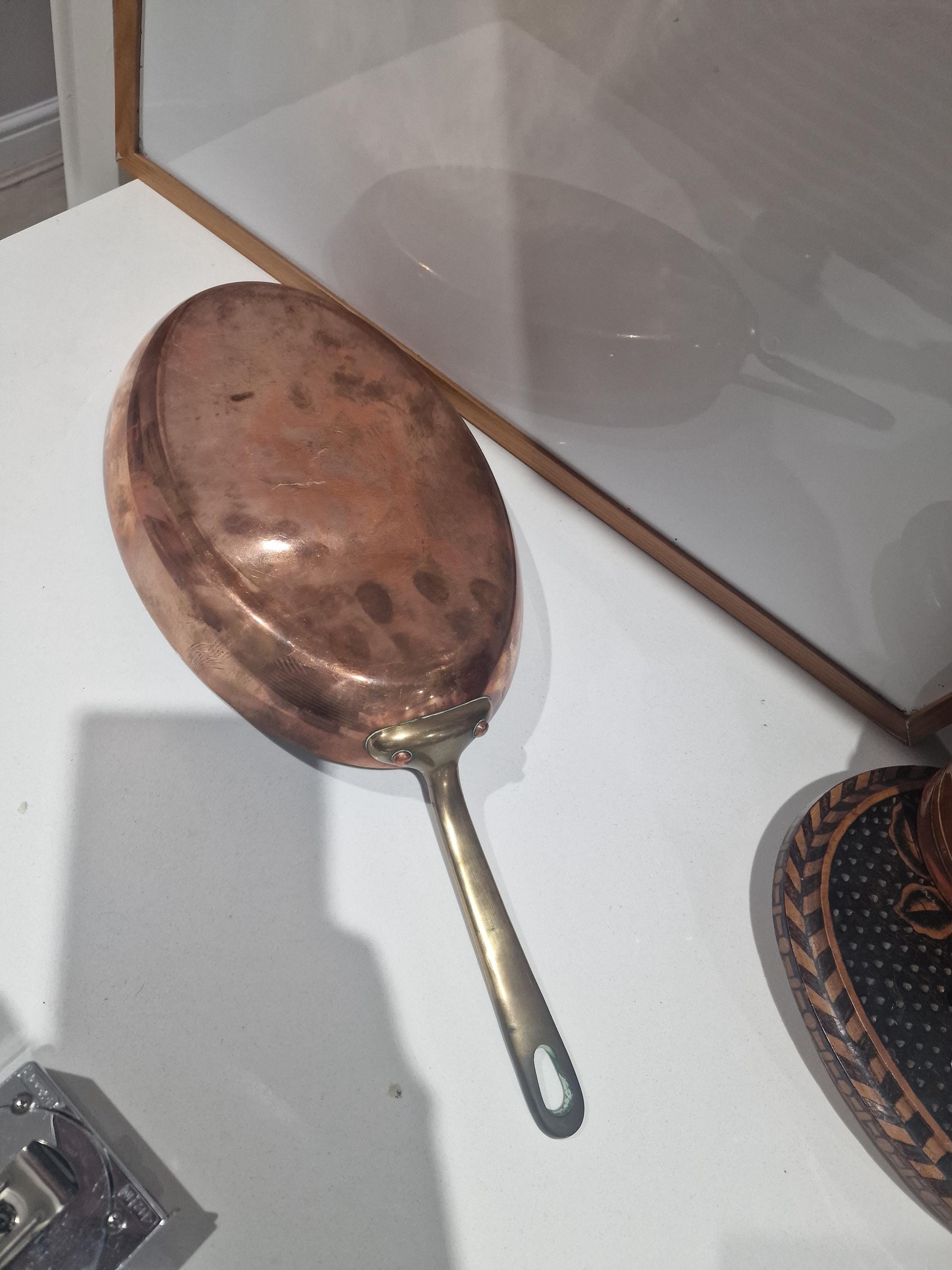 Vintage Large French Copper Fry Pans, Copper Cookware , Country Kitchen ...