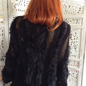 jacket black shrug handmade knitted faux fur sexy boho oversized bolero romantic sweater cardigan jacket all size gift idea by golden yarn image 4