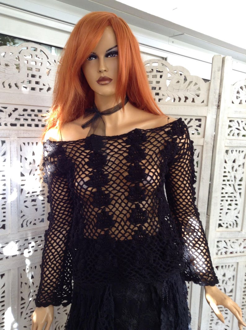 MADE TO ORDER Handmade Lace Crochet Top/fishnet Sweater/sexy | Etsy