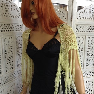 shrug handmade knitted bolero mini bolero in lemon yellow cotton with tassels ready to ship for her all size by golden yan image 3