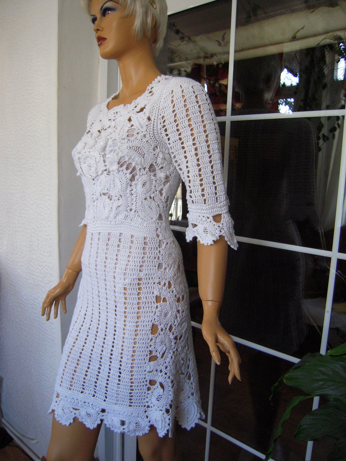 Cotton wedding dress handmade crochet cotton romantic lace | Etsy