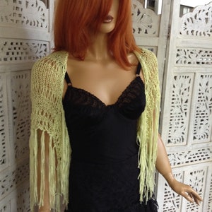 shrug handmade knitted bolero mini bolero in lemon yellow cotton with tassels ready to ship for her all size by golden yan image 2