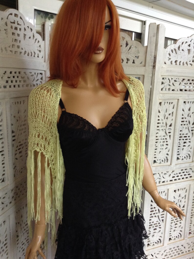 shrug handmade knitted bolero mini bolero in lemon yellow cotton with tassels ready to ship for her all size by golden yan image 2