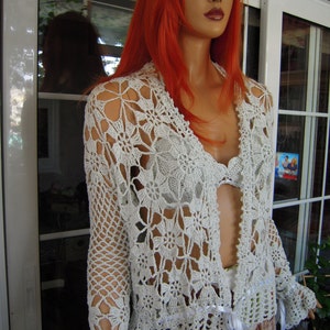 jacket Hand Crochet Lace Cardigan: Mint Green Romantic Summer knit,gifts