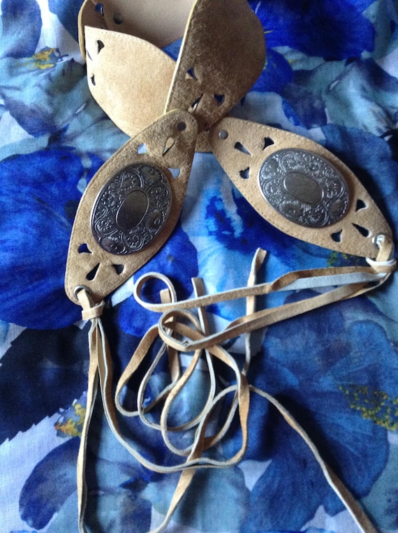 belt boho beige suede metal accessories U2K women accessories birthday gift by goldenyarn
