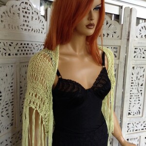 shrug handmade knitted bolero mini bolero in lemon yellow cotton with tassels ready to ship for her all size by golden yan image 7