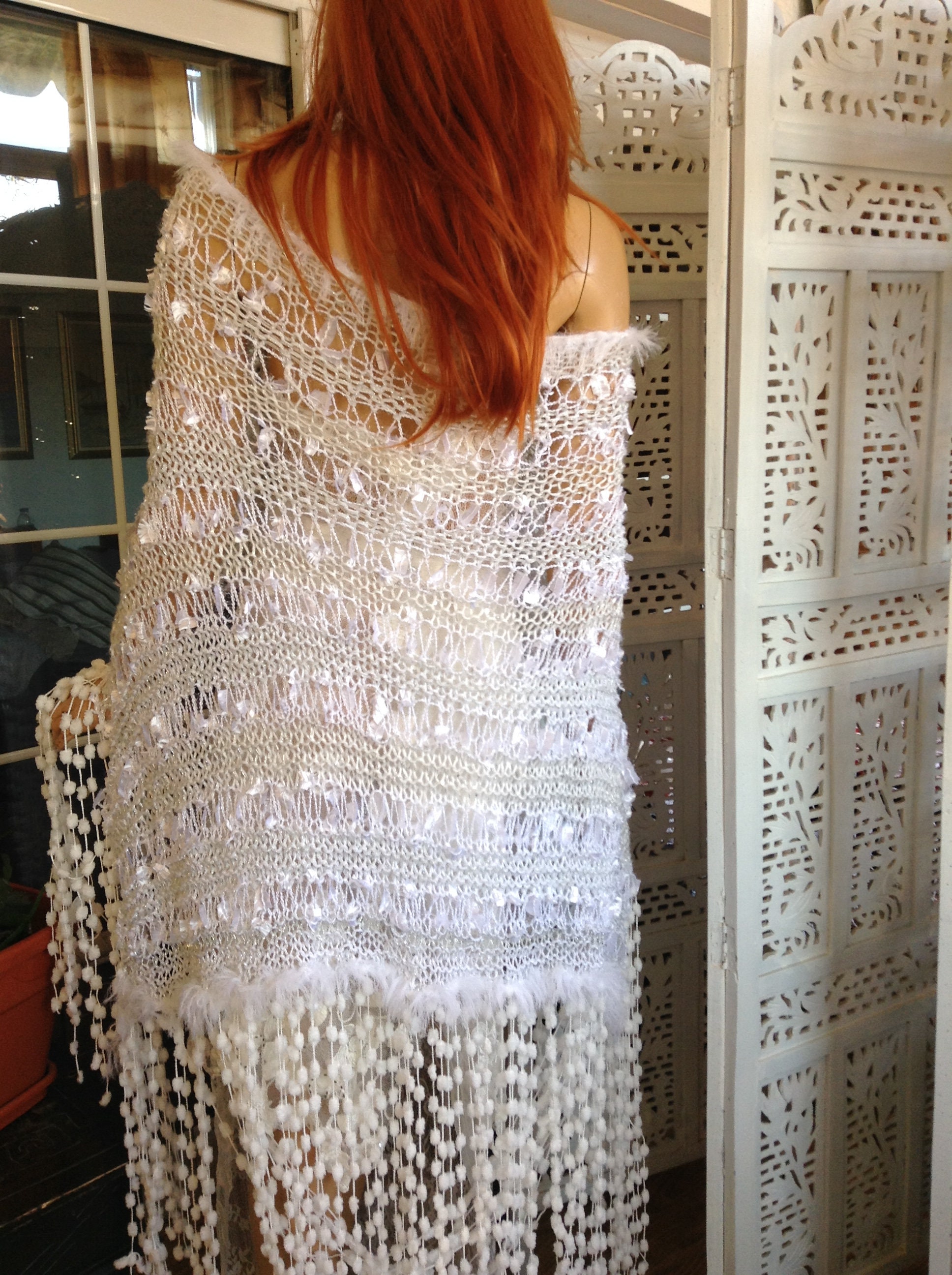 Women's Vintage White Large Shawl Scarf main image 0