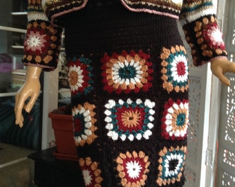 skirt crochet Granny Square Pencil Handmade Women Knitwear,Gifts