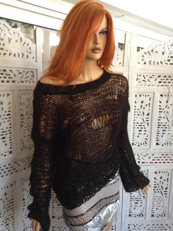 Glamorous loose knit jumper in black