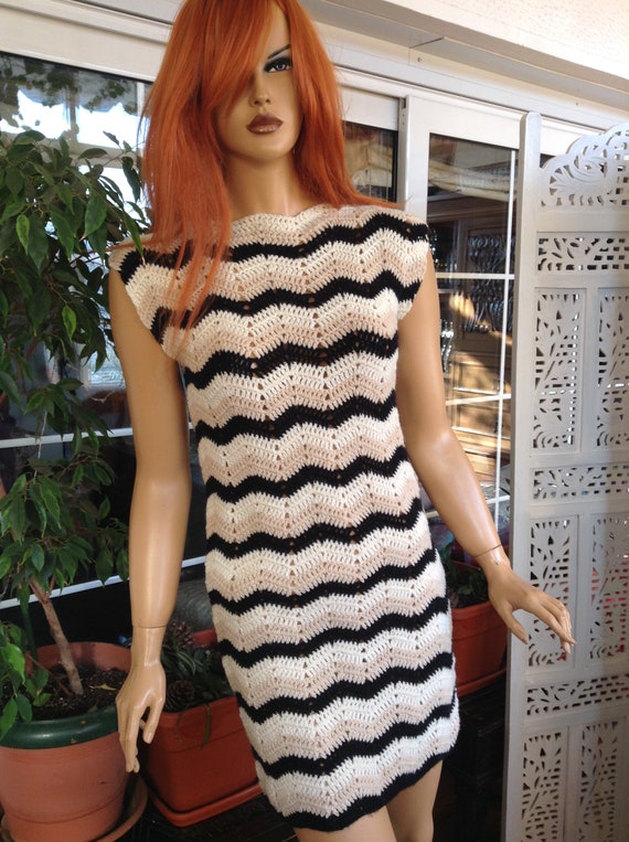 Dress Vestido Crochet Zig Zag Fine Cotton Dress With Zig Zag