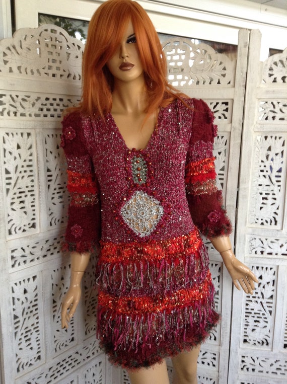 burgundy long sleeve dress midi Burgundy Printed Mesh Long Sleeve Midi Dress main image 1