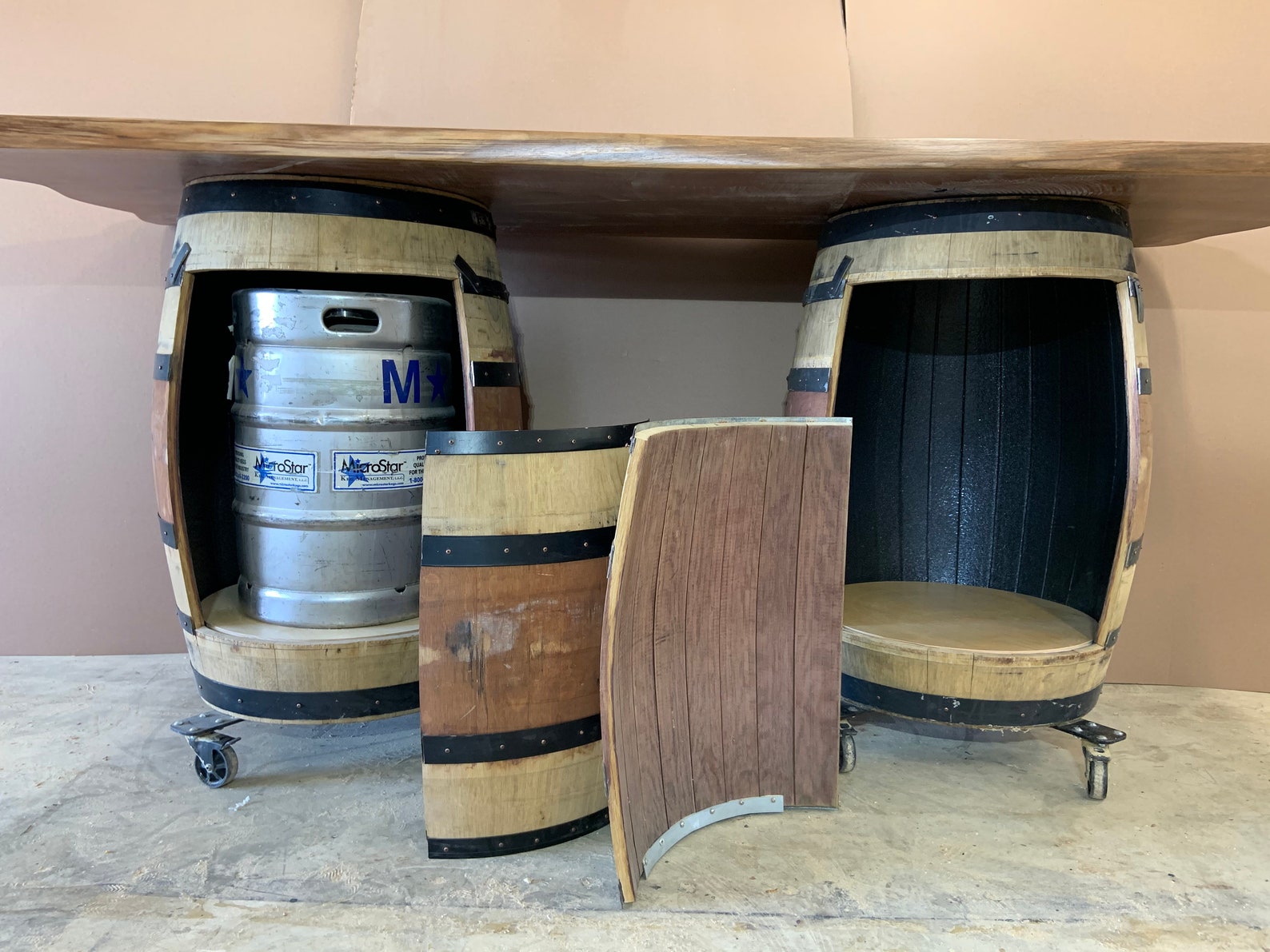 Walnut Mobile Bar With Keg Space and Beer Tap Indoor or Outdoor Bar
