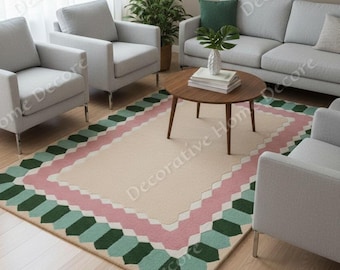 Eigentijds kleurblokpatroon I handgetuft Ryleigh-tapijt
