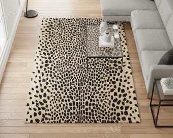 Cream & Black Leopard Print Rug I Hand-Tufted Woodland Rug