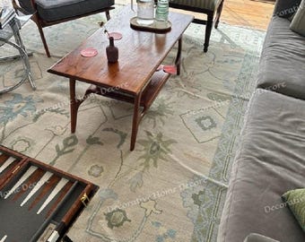 Hand-Knotted Vintrage Floral Rug | Pastel Blue Botanical Area Rug | Traditional Persian Style Carpet | Wool Handmade Living Room Rug