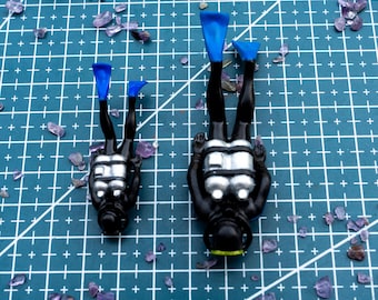 Vier Mini Taucher, handgemachtes Resin Taucher Modell, Ozean Diorama Zubehör, Aquarium Dekor
