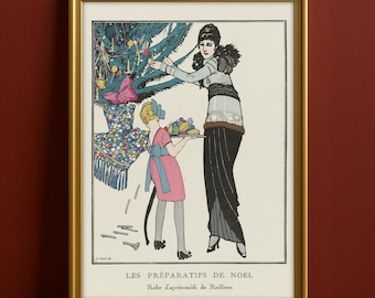 Art Deco Christmas Print - Bon Ton by Gose - Les Preparatifs de Noel  - Artwork, Home Decor  (Digital Download)
