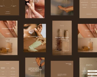 Instagram Templates for Beauty Brands | 36 Canva Feed & Story Posts | Minimal Social Media Kit