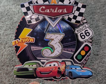 Cars Cake Topper Personalized with Name & Age · Lightning McQueen Birthday Decoration