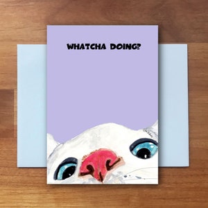 Fun and Nosey Kitty Card - Unique Cat Themed Stationery for Cat Lovers | Playful Cat Card | Watercolor Greeting Card | Thinking of You Card