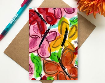 Butterfly Abstract Card | Watercolor Notecard | Collectible Art Card | Small Artwork