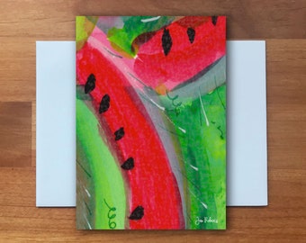 Watercolor Watermelon Notecard: Summertime Greeting Card