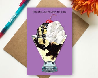 Ice Cream Sundae Card | Thinking of You Card | Chocolate Sundae Card | Teenager Card