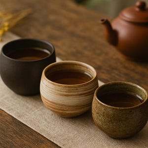 Handmade Japanese-style stoneware tea cup