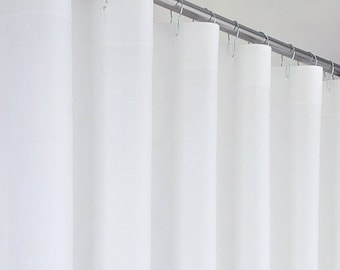 White Linen & Cotton Shower Curtain - 72" Wide x 72, 78, 84, 90, 96, or 108 Long - Preshrunk - Extra Long