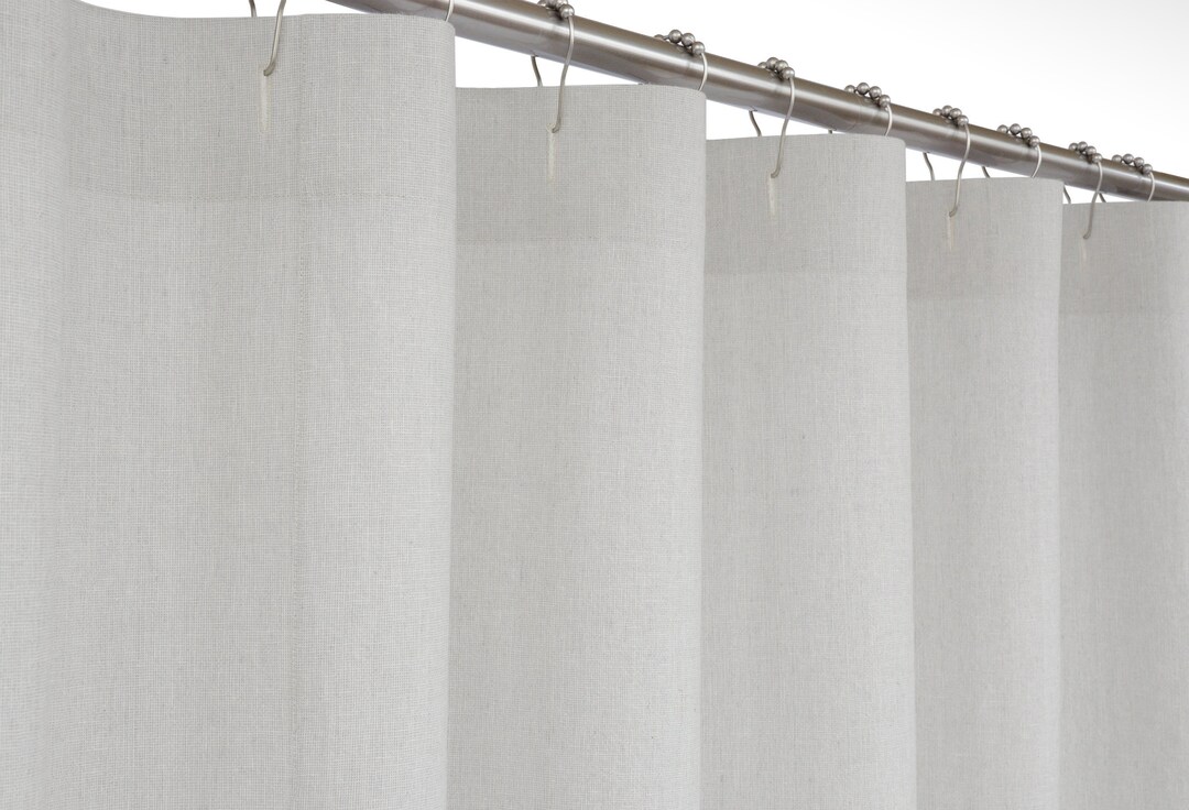 Light Grey Linen Shower Curtain 72 Wide Extra Long Sizes PRESHRUNK Etsy
