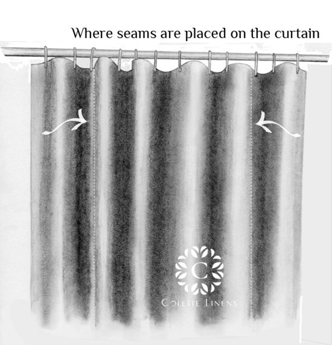 Black Linen Shower Curtain 72 Wide Extra Long Sizes Etsy