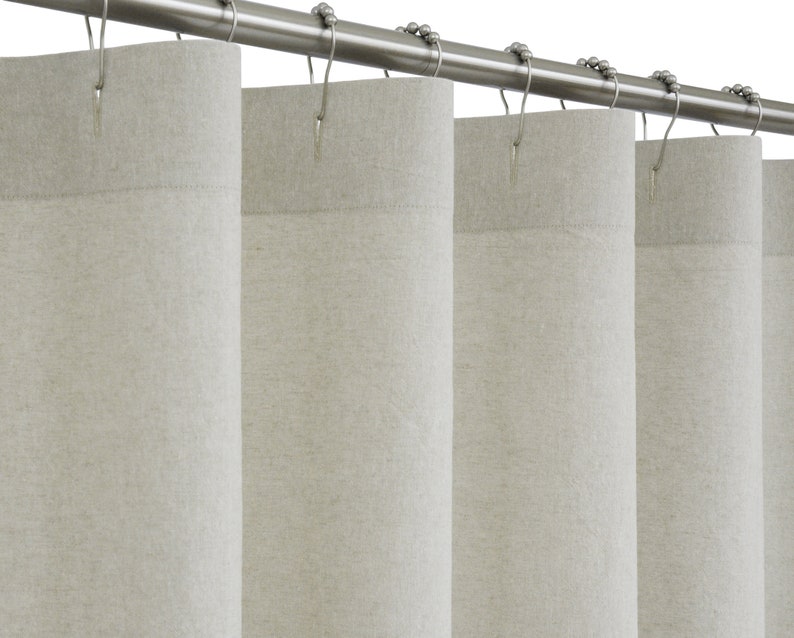 Natural Flax Linen Cotton Shower Curtain 72 Wide Cotton Shower Curtain 72 Wide, Linen Shower Curtain