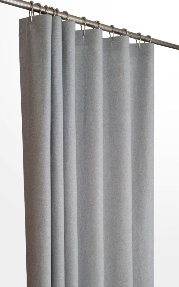 Grey Linen Shower Curtain 72 wide Extra Long Sizes | Etsy