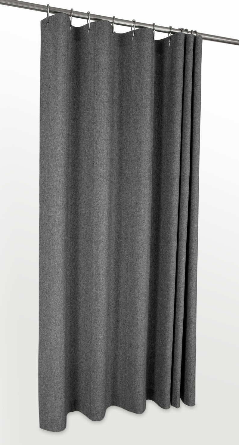 Charcoal Grey Linen Shower Curtain 72 wide Extra Etsy