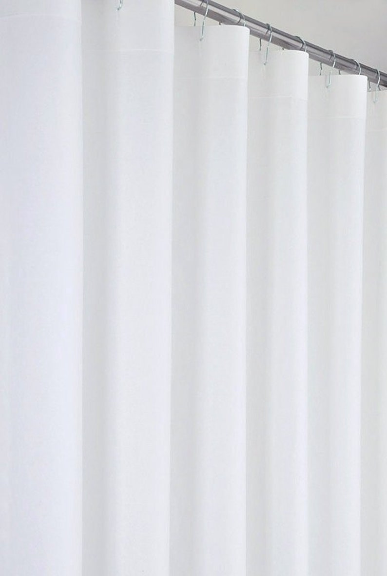 White Linen Cotton Shower Curtain 72 Wide Extra Etsy