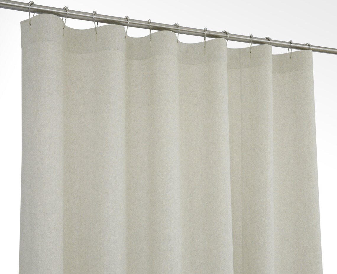 Natural Flax Linen & Cotton Shower Curtain 72 Wide Etsy
