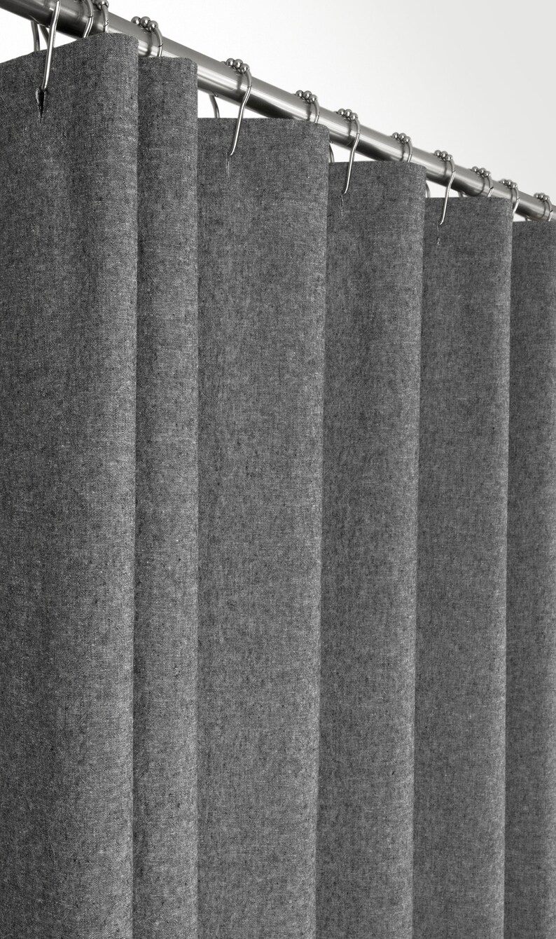 Charcoal Grey Linen Shower Curtain 72 wide Extra Etsy