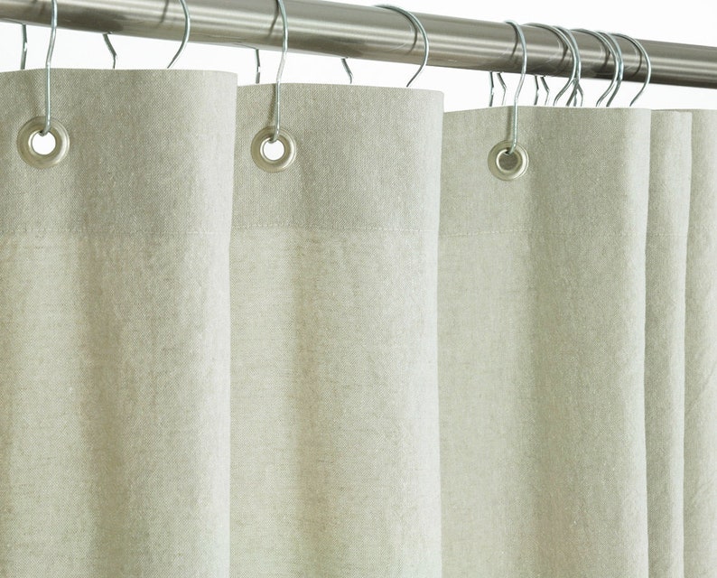 Extra Wide Beige Linen Shower Curtain Grommets 108 X 72 78 84 Long Preshrunk