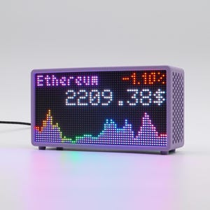Indicador LED de cotizaciones de acciones, criptomonedas y Forex en tiempo real: visualización de precios por Wi-Fi, información meteorológica, noticias y reloj digital. Un regalo ideal para traders e inversores / Tickr.Desk Pro