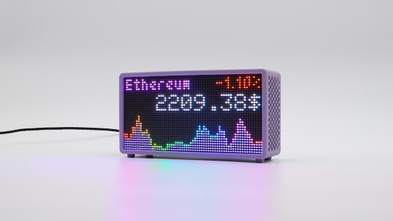 Stock Crypto Forex LED Ticker – Live Wi-Fi Price Display – Weather, News, Flip Clock – Gift for Traders & Investors | Tickr.Desk Pro