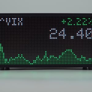 Peut inclure: Un &eacute;cran d'affichage num&eacute;rique rectangulaire noir dot&eacute; d'une matrice de points. L'&eacute;cran affiche le texte blanc VIX, le texte vert +2,22 %, le nombre blanc 24,40 et un graphique &agrave; barres vert repr&eacute;sentant des donn&eacute;es de march&eacute; financier.