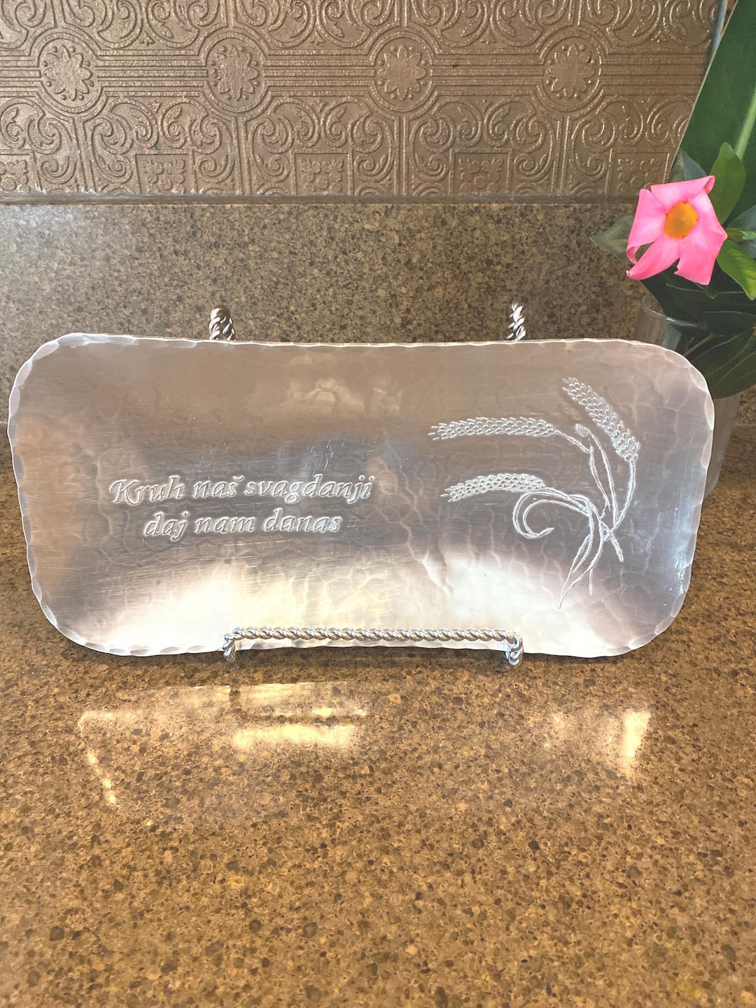 Croatian Handmade Hammered Aluminum Tray: Inscription Translates to ...