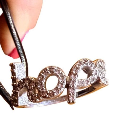 Dainty Hope Script Ring Sparkling Rhinestones Sil… - image 8